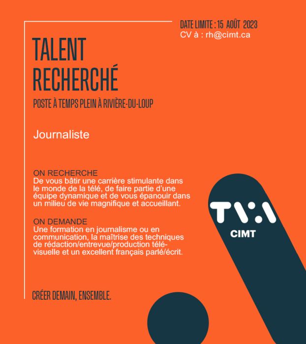 Talents Recherches CIMT JournalisteRDL ETE2023 TVA CIMT CHAU